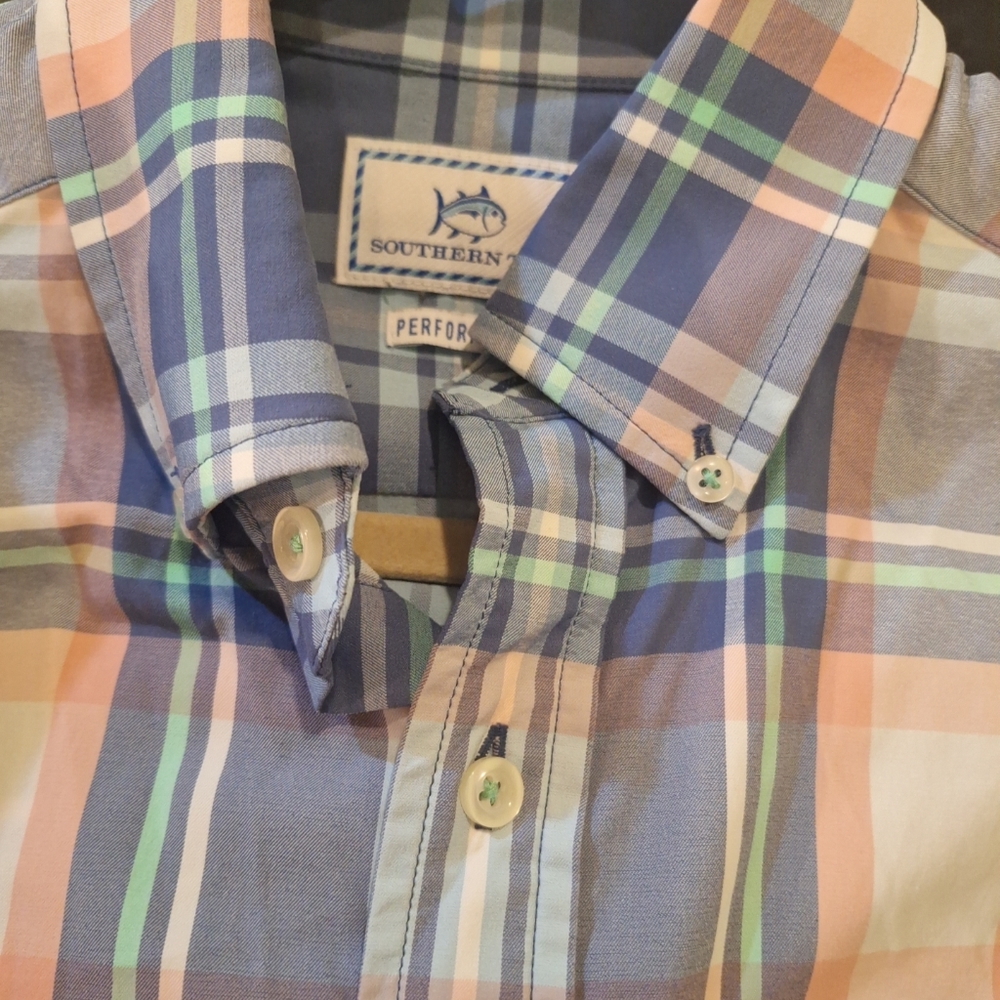 Southern Tide men's shirt size small plaid performance button down